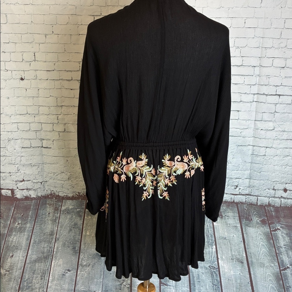 Free People Pretty Pineapple V Tunic Dress Embroidery  Drawstring S Hippie Boho - Picture 11 of 16
